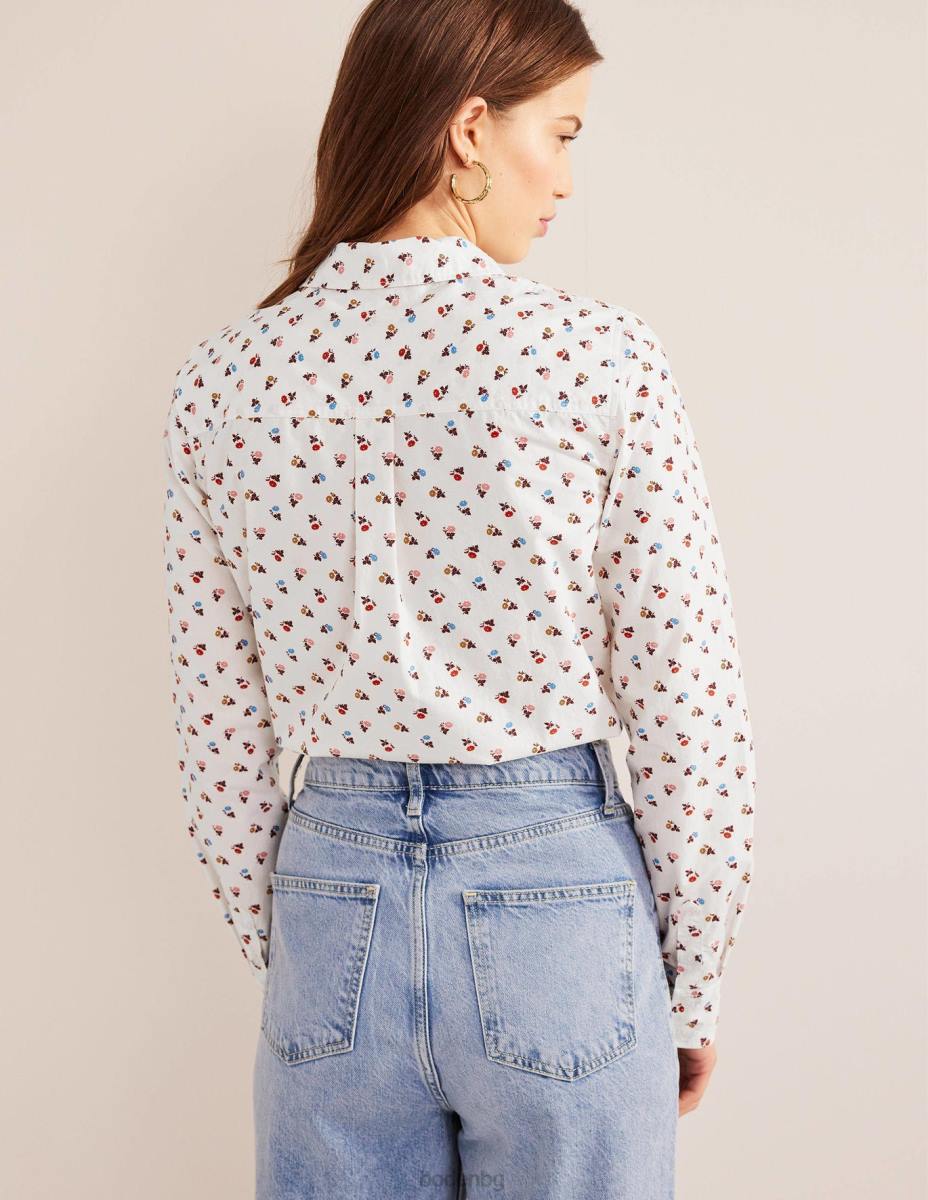 облекло Boden права памучна риза слонова кост и сладка маргаритка Жени LL682252