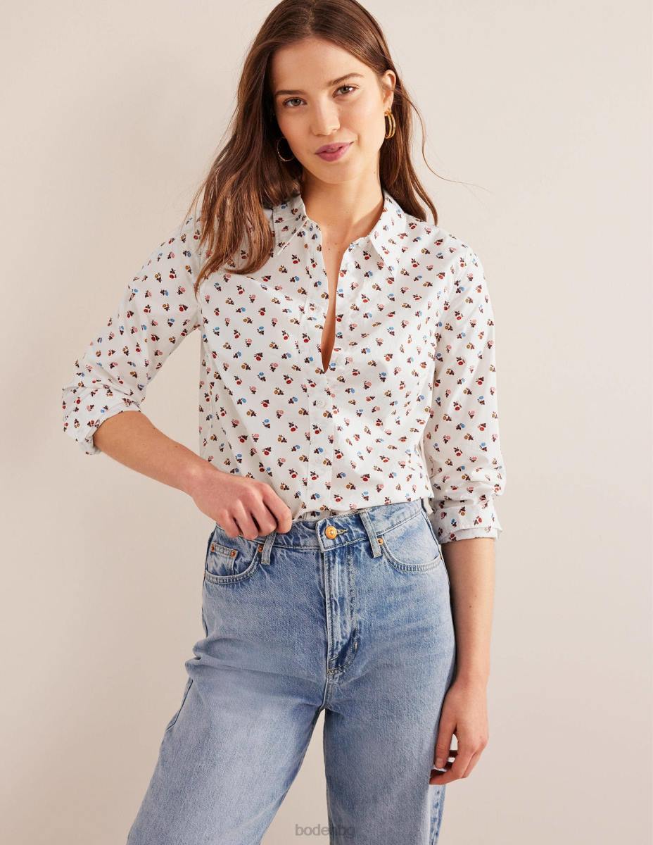 облекло Boden права памучна риза слонова кост и сладка маргаритка Жени LL682252