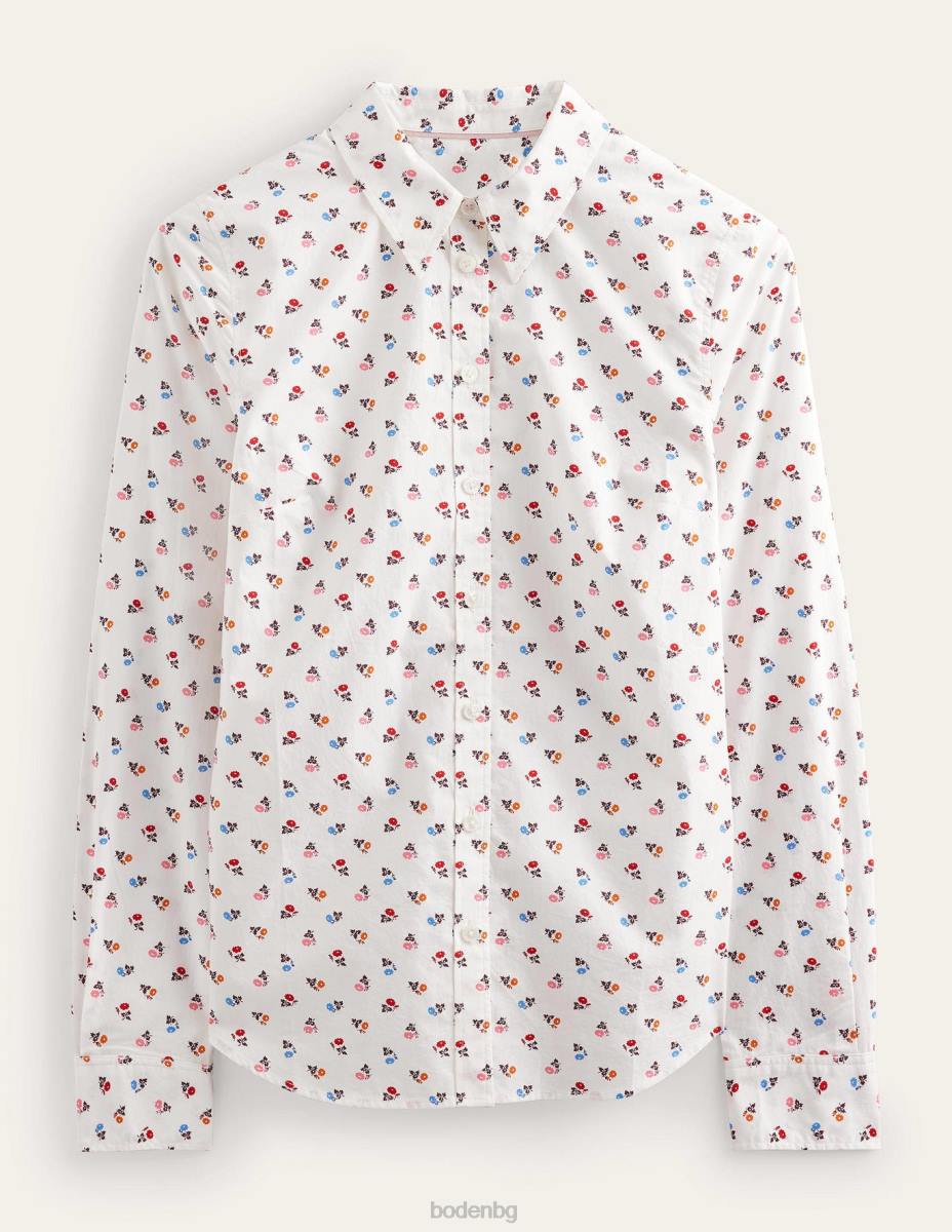 облекло Boden права памучна риза слонова кост и сладка маргаритка Жени LL682252