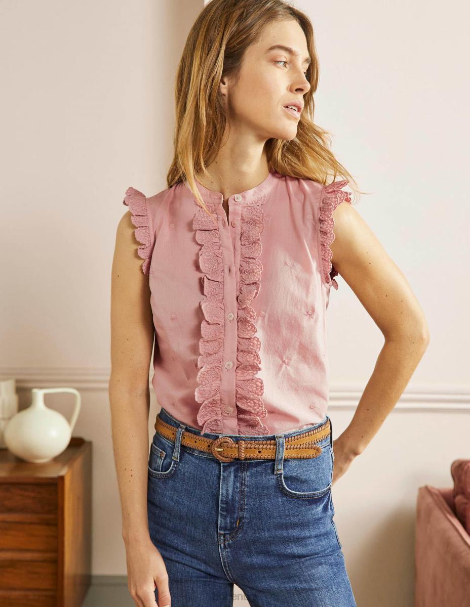 облекло Boden бродирана риза без ръкави млечен шейк Жени LL682424