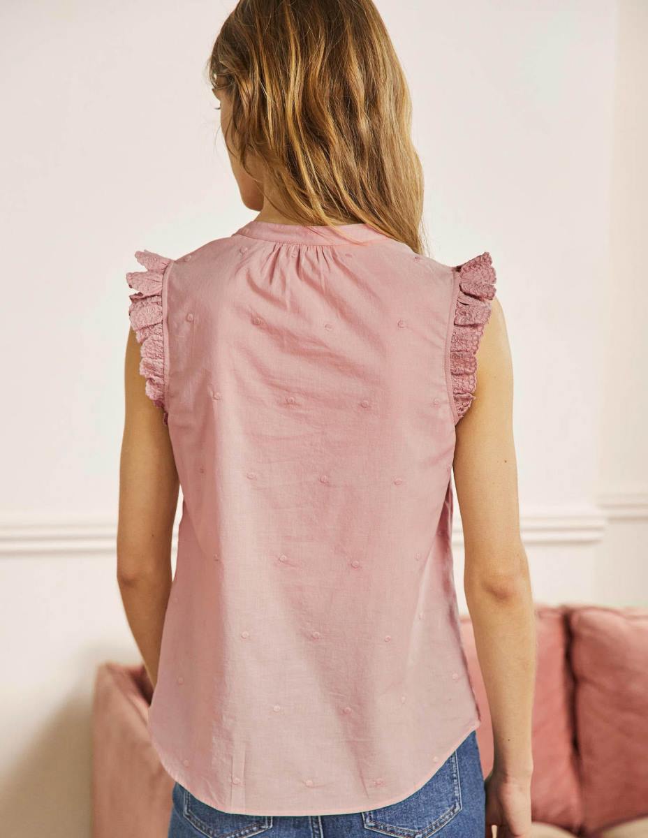 облекло Boden бродирана риза без ръкави млечен шейк Жени LL682424