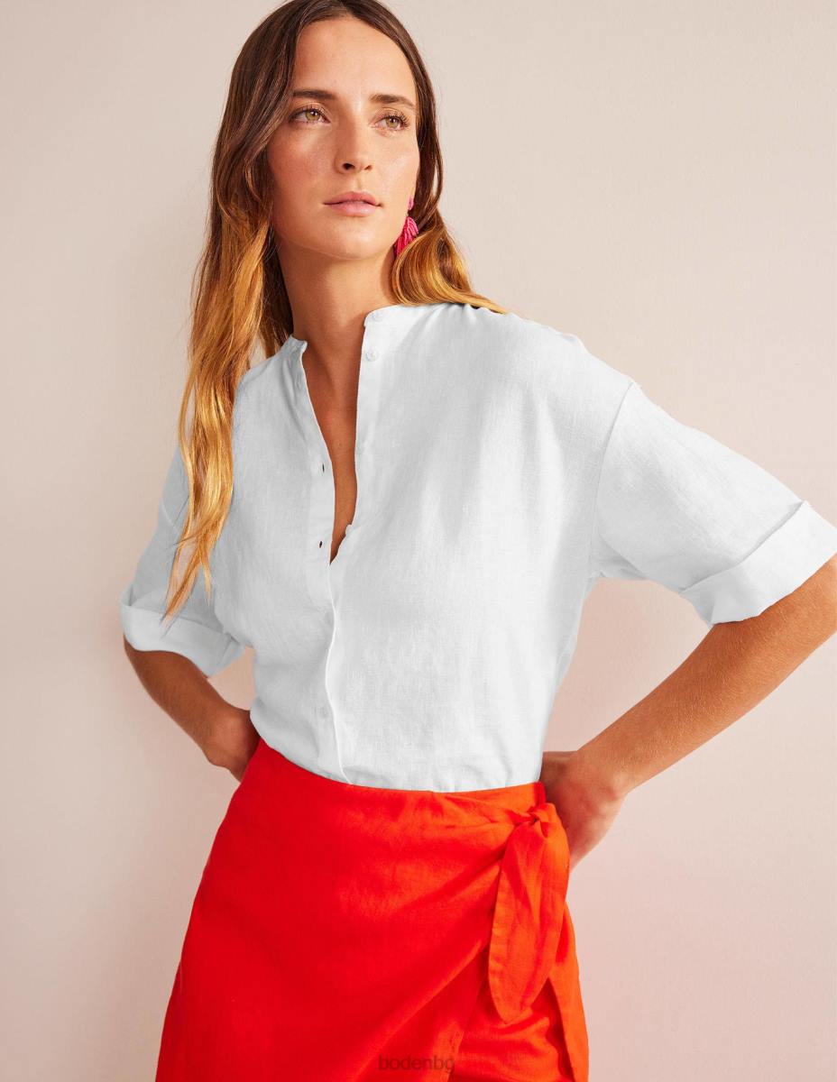 облекло Boden ленена риза с кимоно ръкав бяло Жени LL682497