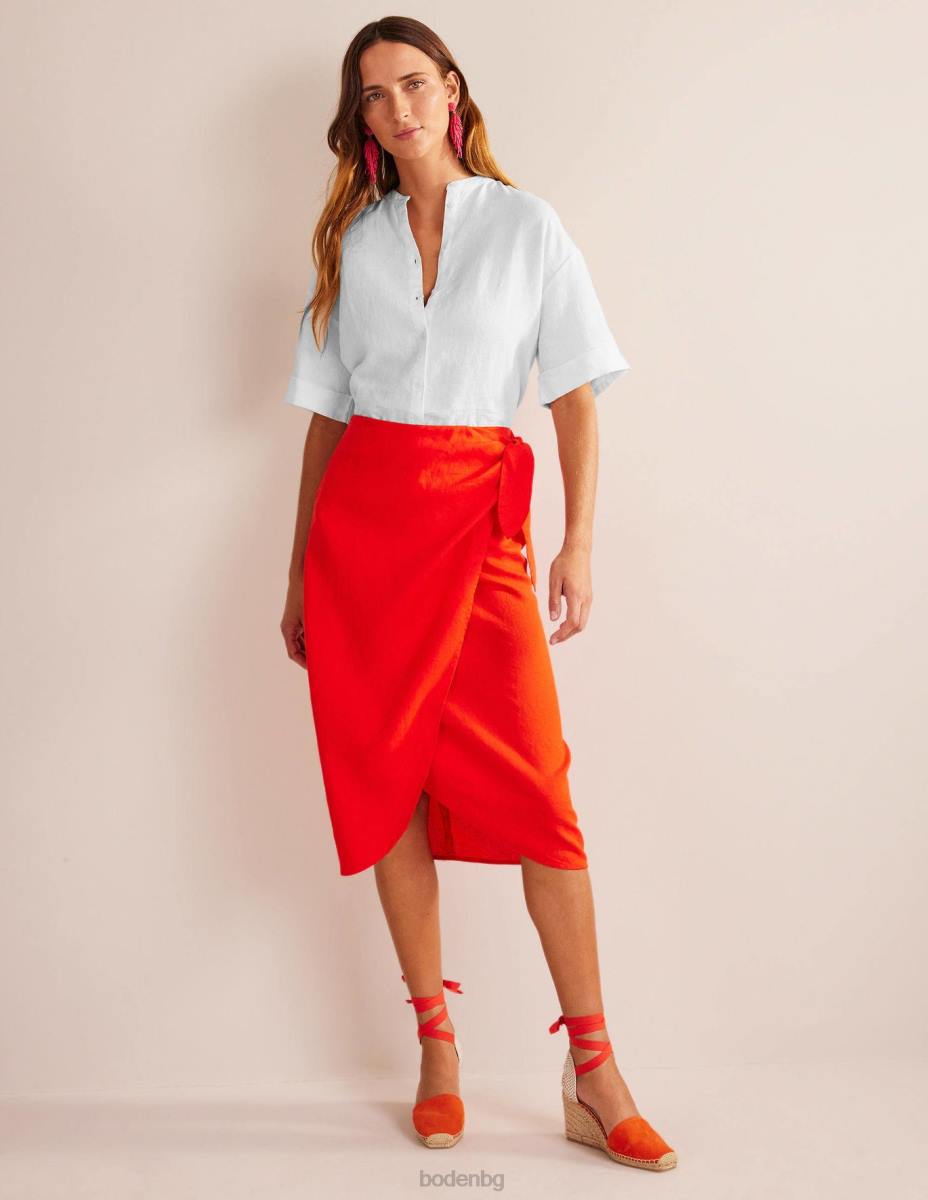 облекло Boden ленена риза с кимоно ръкав бяло Жени LL682497