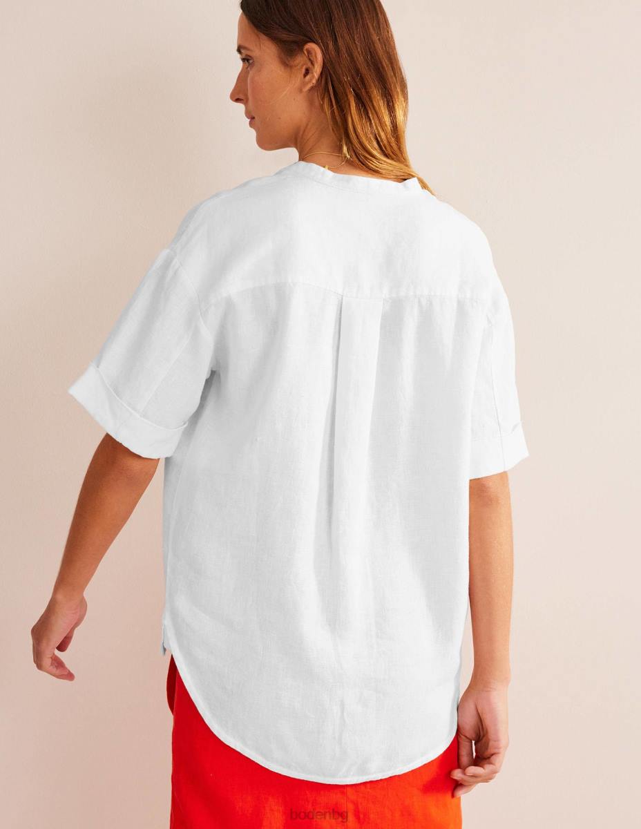 облекло Boden ленена риза с кимоно ръкав бяло Жени LL682497