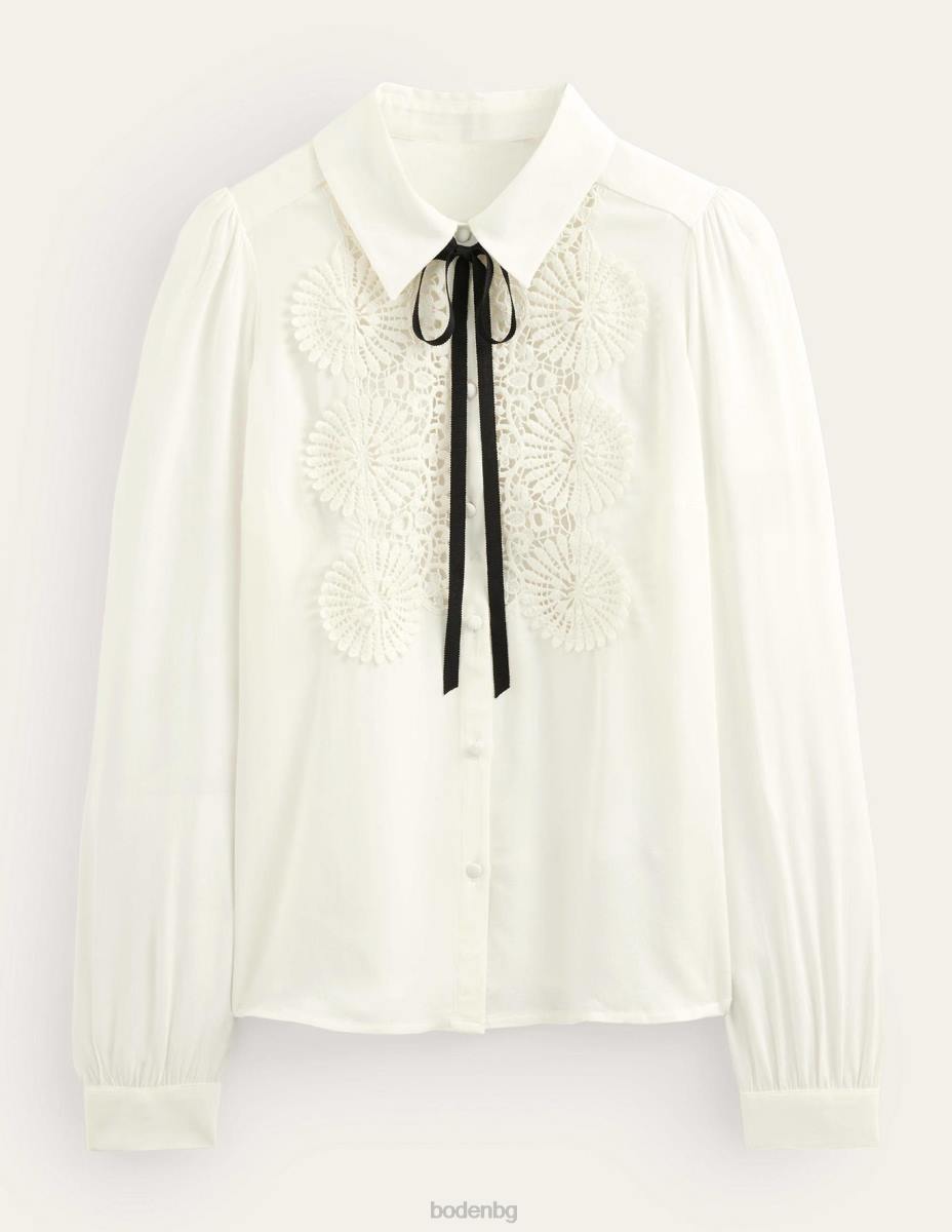 облекло Boden дантелена блуза с лигавник слонова кост Жени LL682508