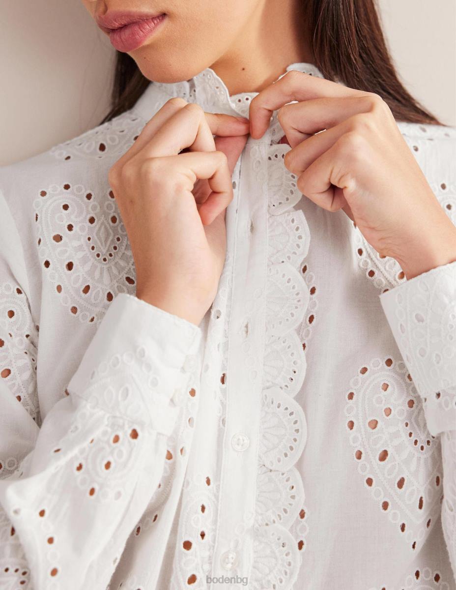 облекло Boden бродери риза с миди бяло Жени LL682533