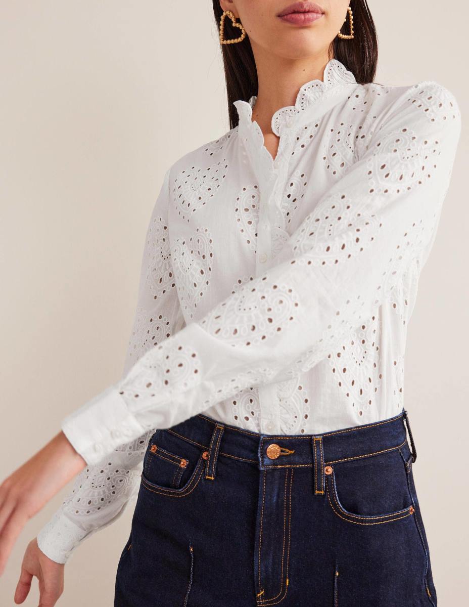 облекло Boden бродери риза с миди бяло Жени LL682533