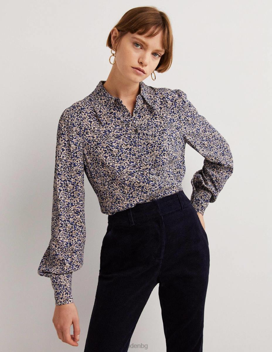 облекло Boden вталена риза със стрелички персийско синьо и листен клъстер Жени LL682538
