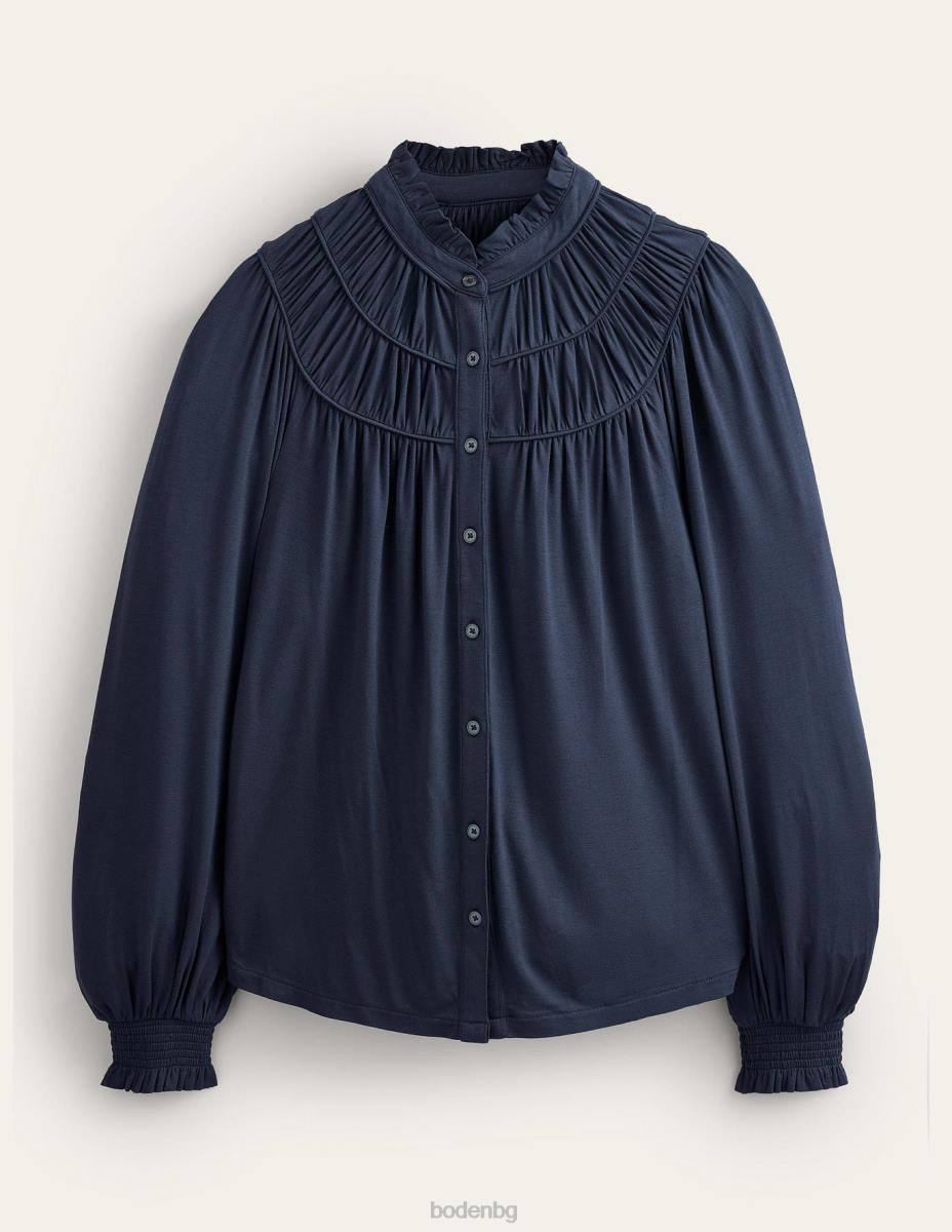 облекло Boden риза от джърси с нагъната форма военноморски флот Жени LL682578