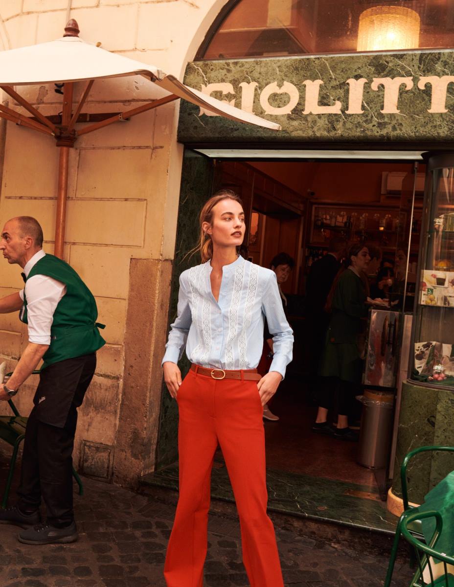 облекло Boden риза от поплин с дантела дренки фина ивица Жени LL68317