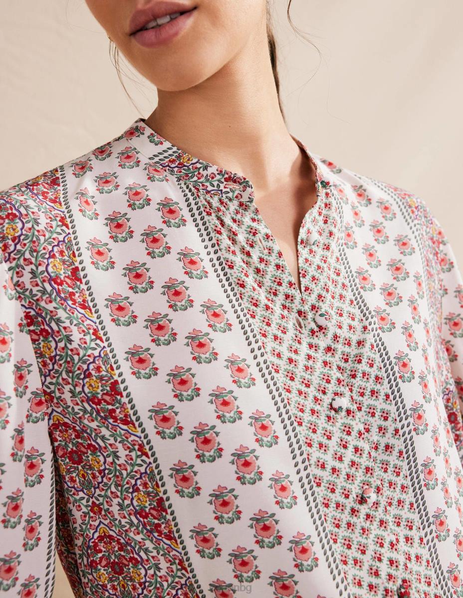 облекло Boden спокойна блуза с широк ръкав розово розово и изискано цвете Жени LL68990