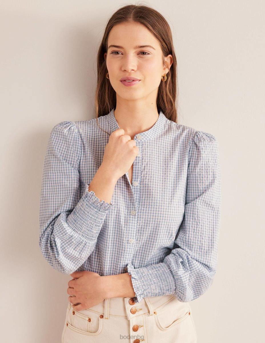 облекло Boden риза с маншет blue blizzard micro gingham Жени LL682171