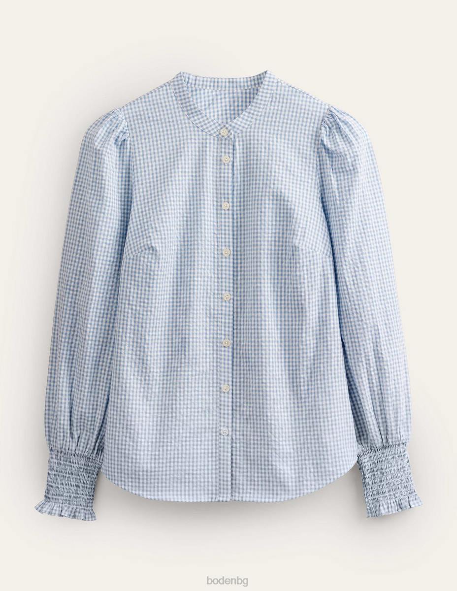 облекло Boden риза с маншет blue blizzard micro gingham Жени LL682171