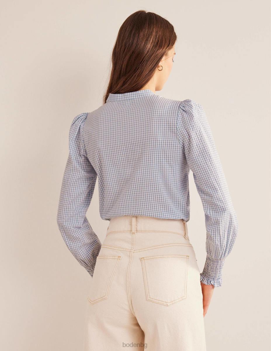 облекло Boden риза с маншет blue blizzard micro gingham Жени LL682171