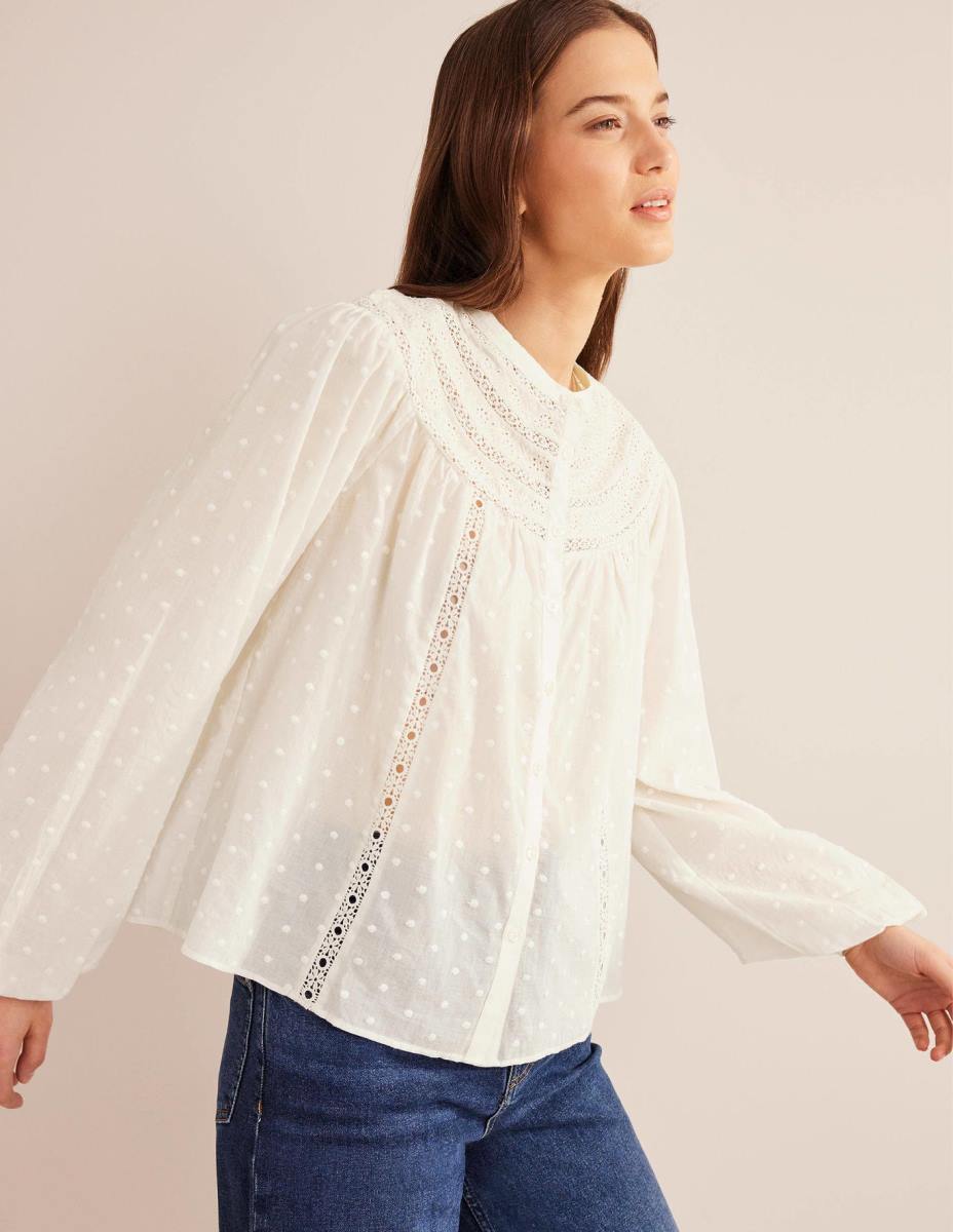 облекло Boden блуза broderie слонова кост Жени LL681548