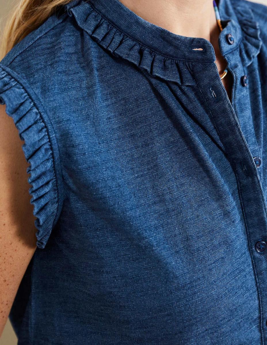 облекло Boden риза без ръкави с волани daphne средно индиго Жени LL682402