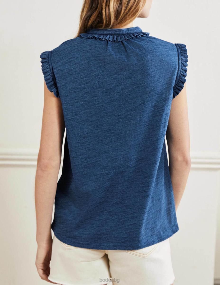 облекло Boden риза без ръкави с волани daphne средно индиго Жени LL682402