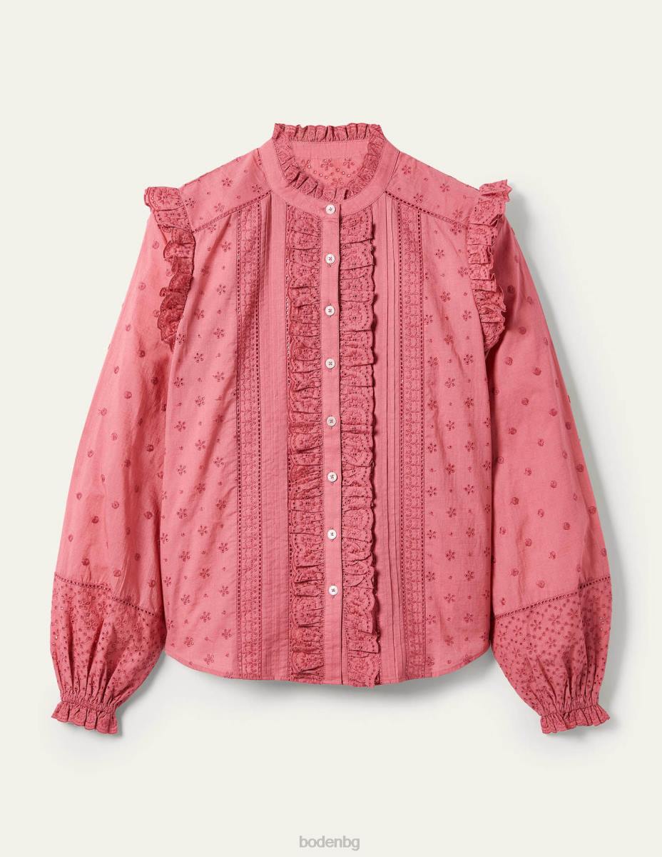 облекло Boden риза iris broderie прашно червено Жени LL682425