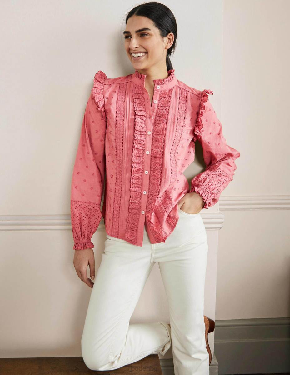 облекло Boden риза iris broderie прашно червено Жени LL682425