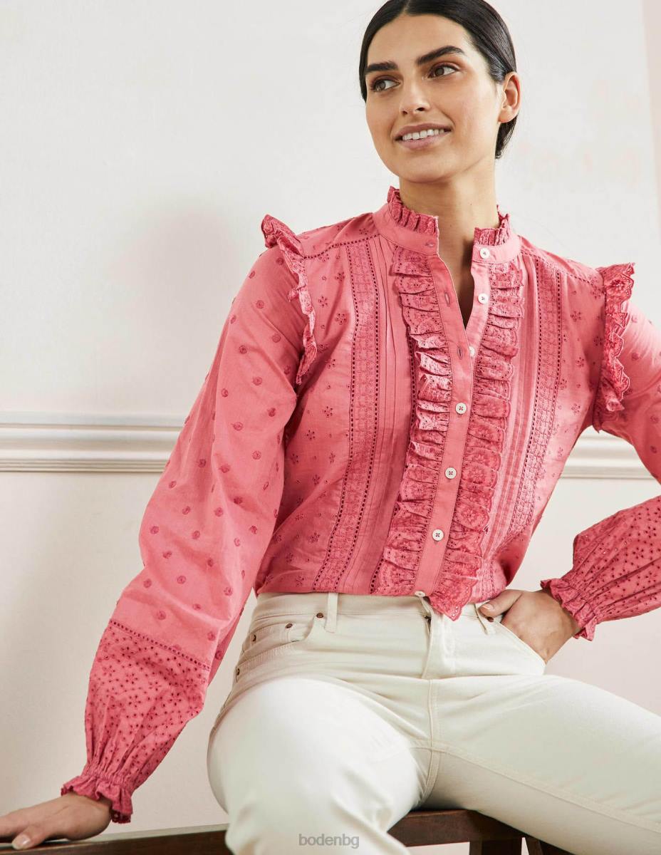 облекло Boden риза iris broderie прашно червено Жени LL682425