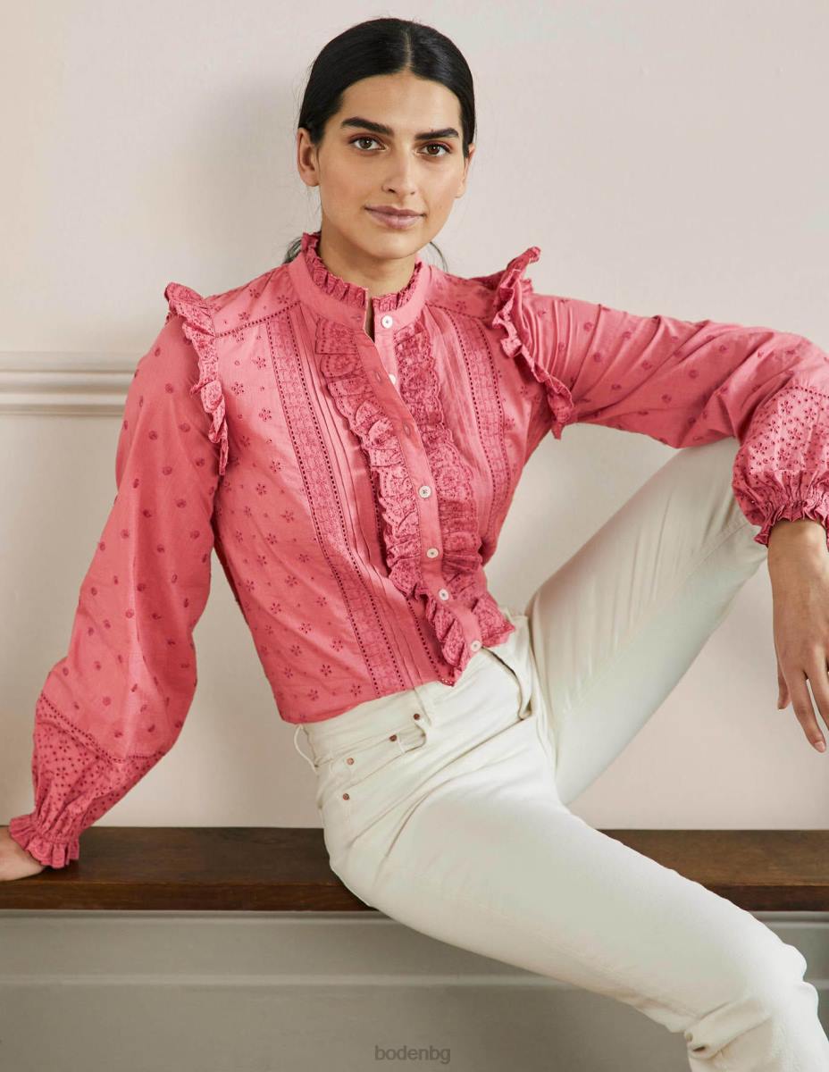 облекло Boden риза iris broderie прашно червено Жени LL682425