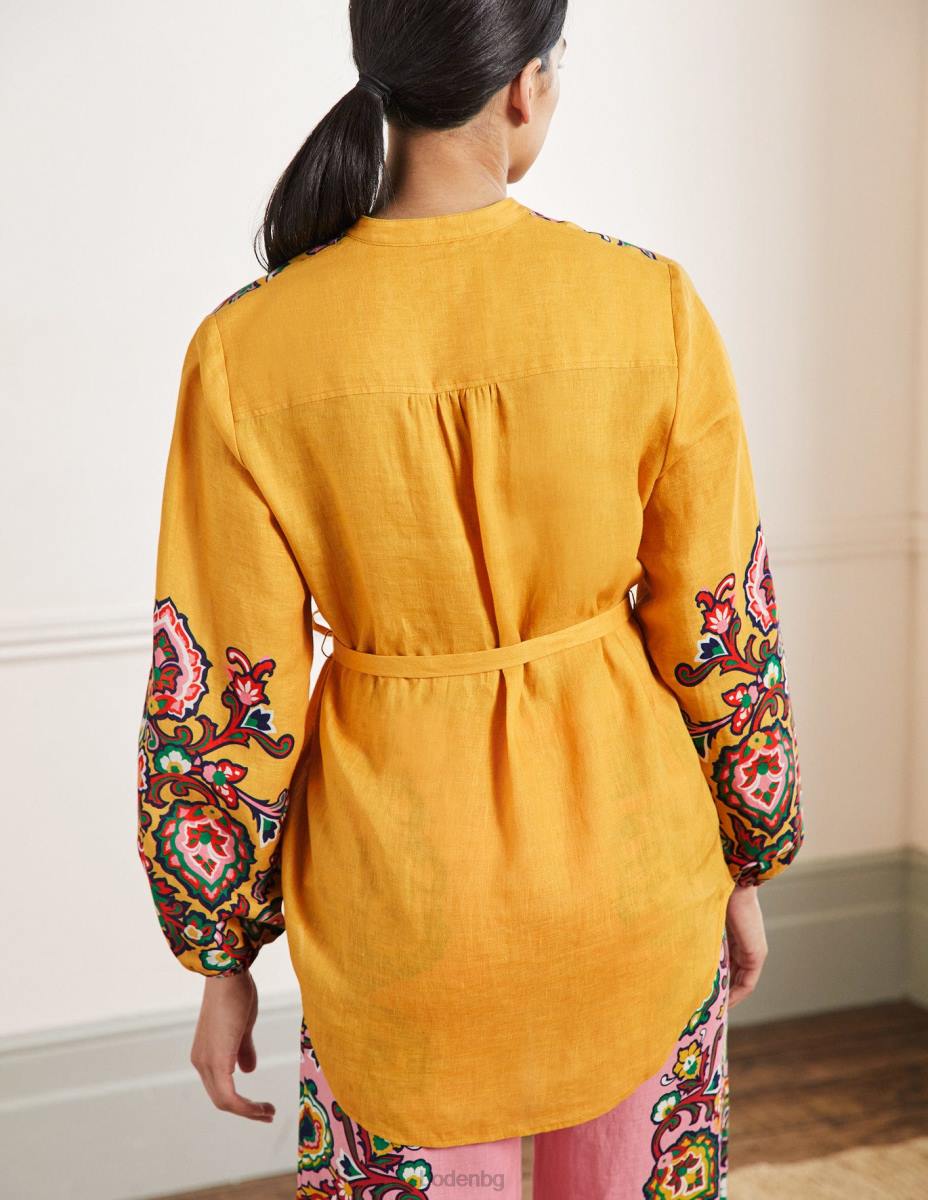 облекло Boden ленена риза rosie пчелна пита и декоративни цветя Жени LL682400