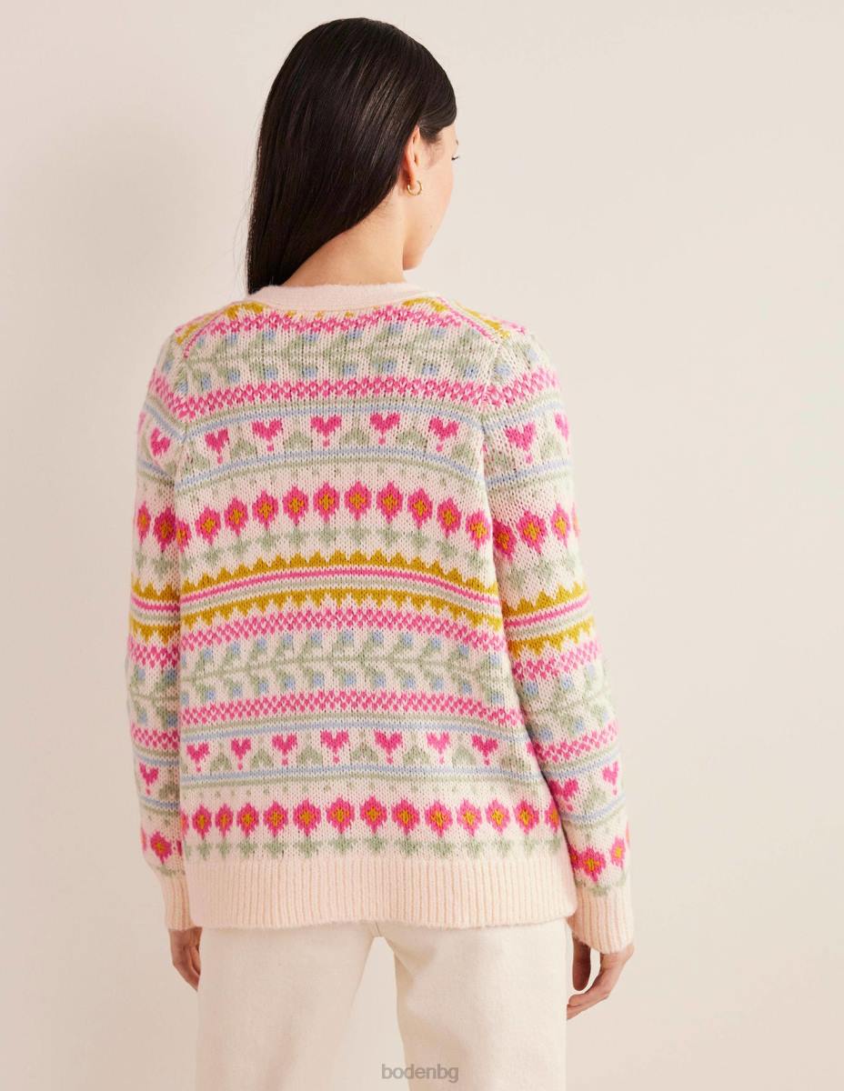 облекло Boden пухкава жилетка Fair Isle слонова кост и мулти фейсъл Жени LL681739