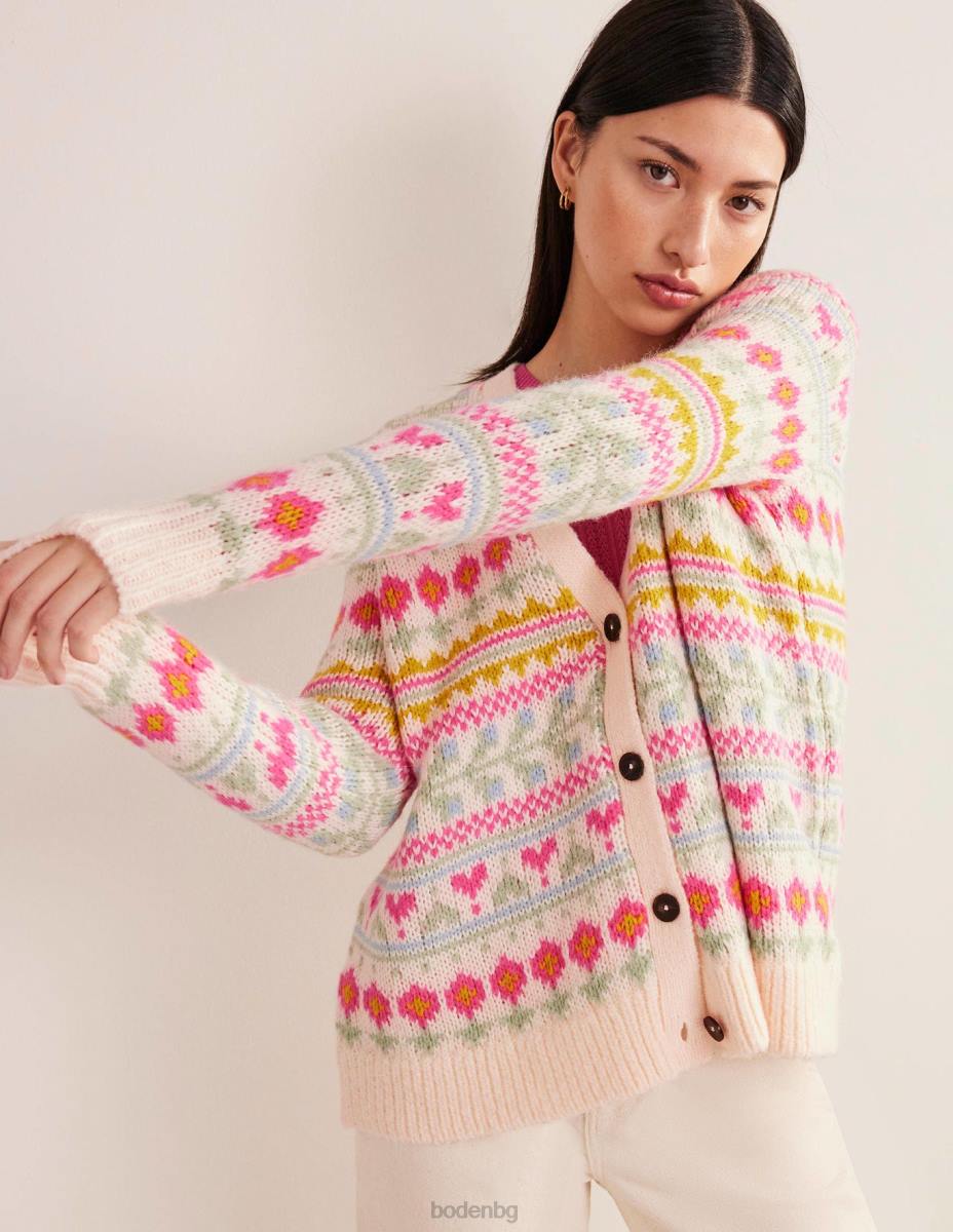 облекло Boden пухкава жилетка Fair Isle слонова кост и мулти фейсъл Жени LL681739