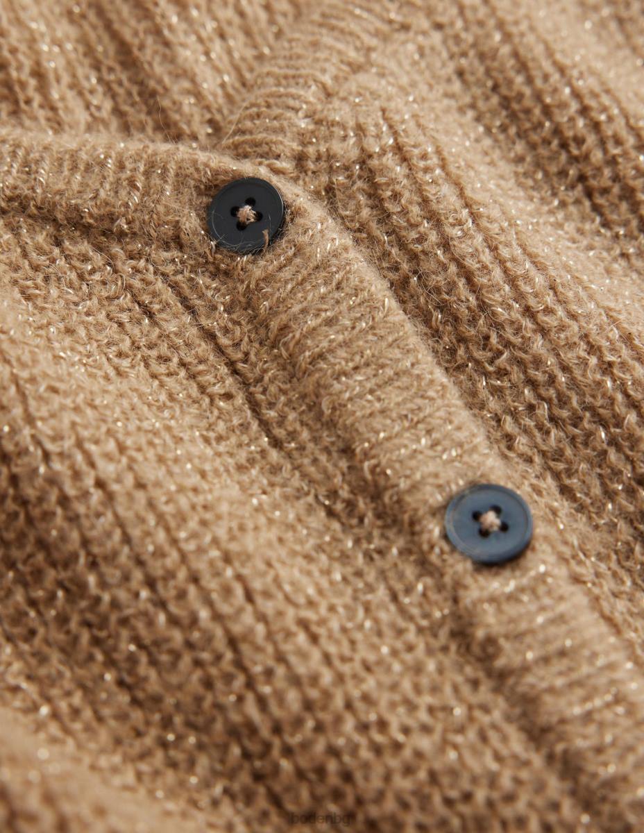 облекло Boden пухкава съкратена жилетка искрящ камил меланж Жени LL681075