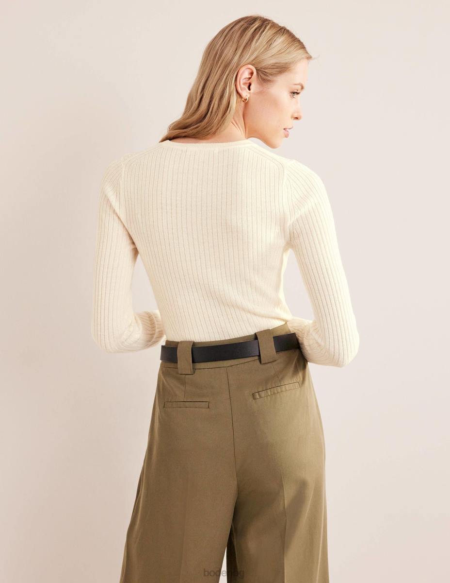 облекло Boden оребрен мериносов пуловер черупка от писаччио Жени LL681153