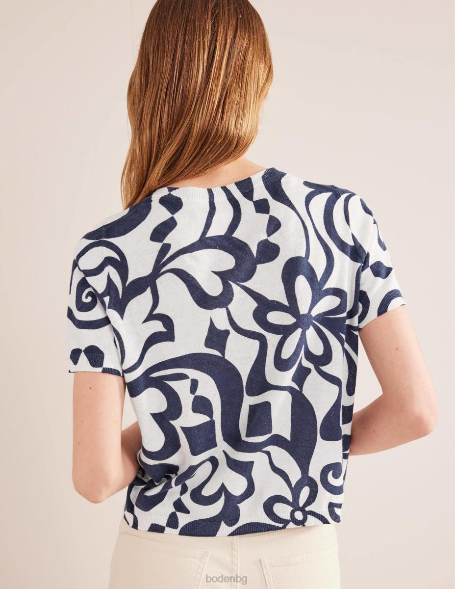 облекло Boden плажна жилетка с щампа мастило и цвят от слонова кост, лазурно Жени LL681284