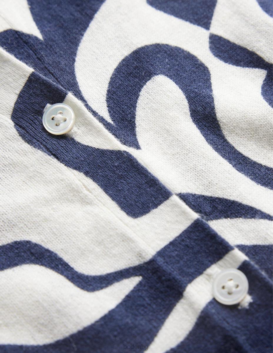 облекло Boden плажна жилетка с щампа мастило и цвят от слонова кост, лазурно Жени LL681284