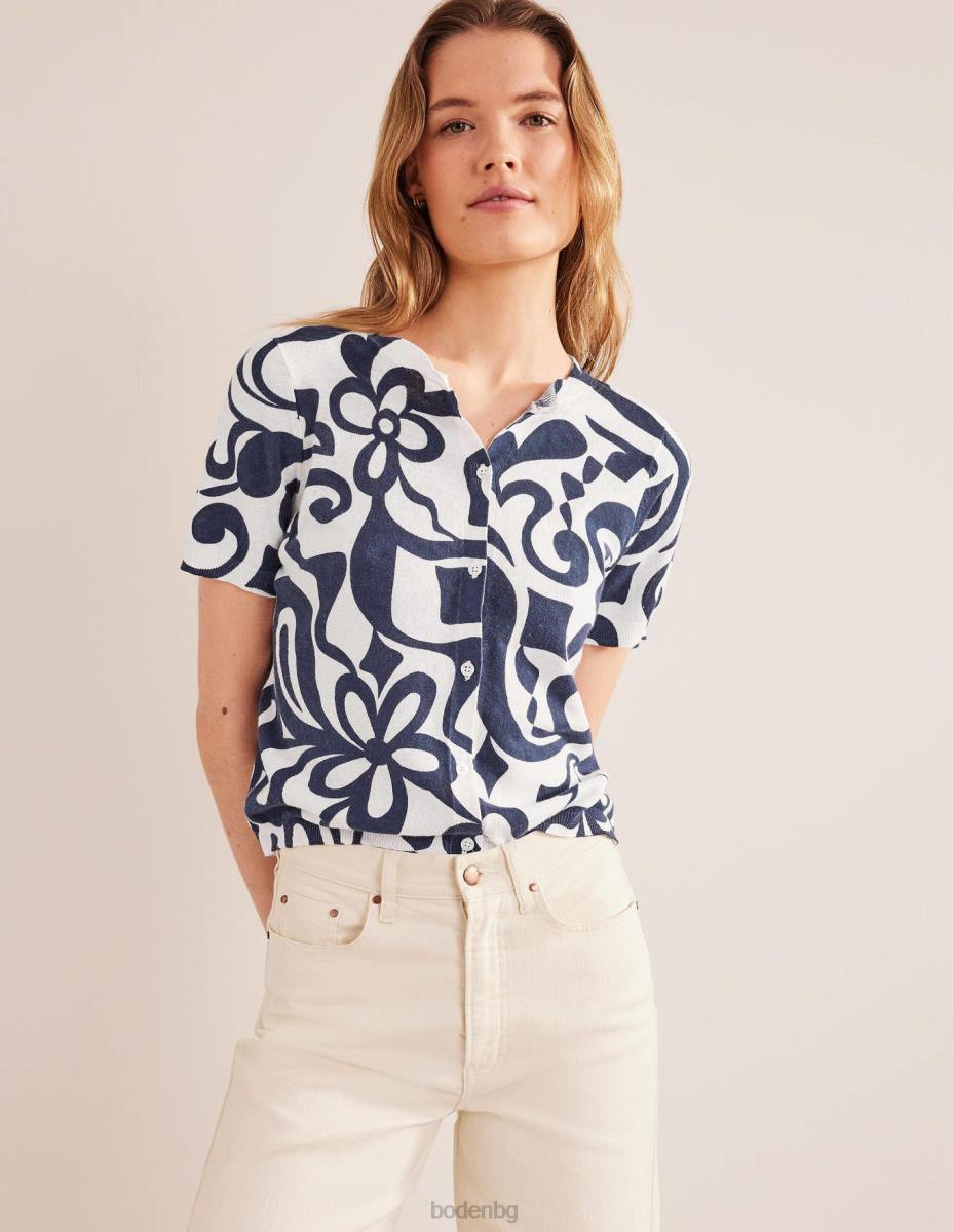 облекло Boden плажна жилетка с щампа мастило и цвят от слонова кост, лазурно Жени LL681284