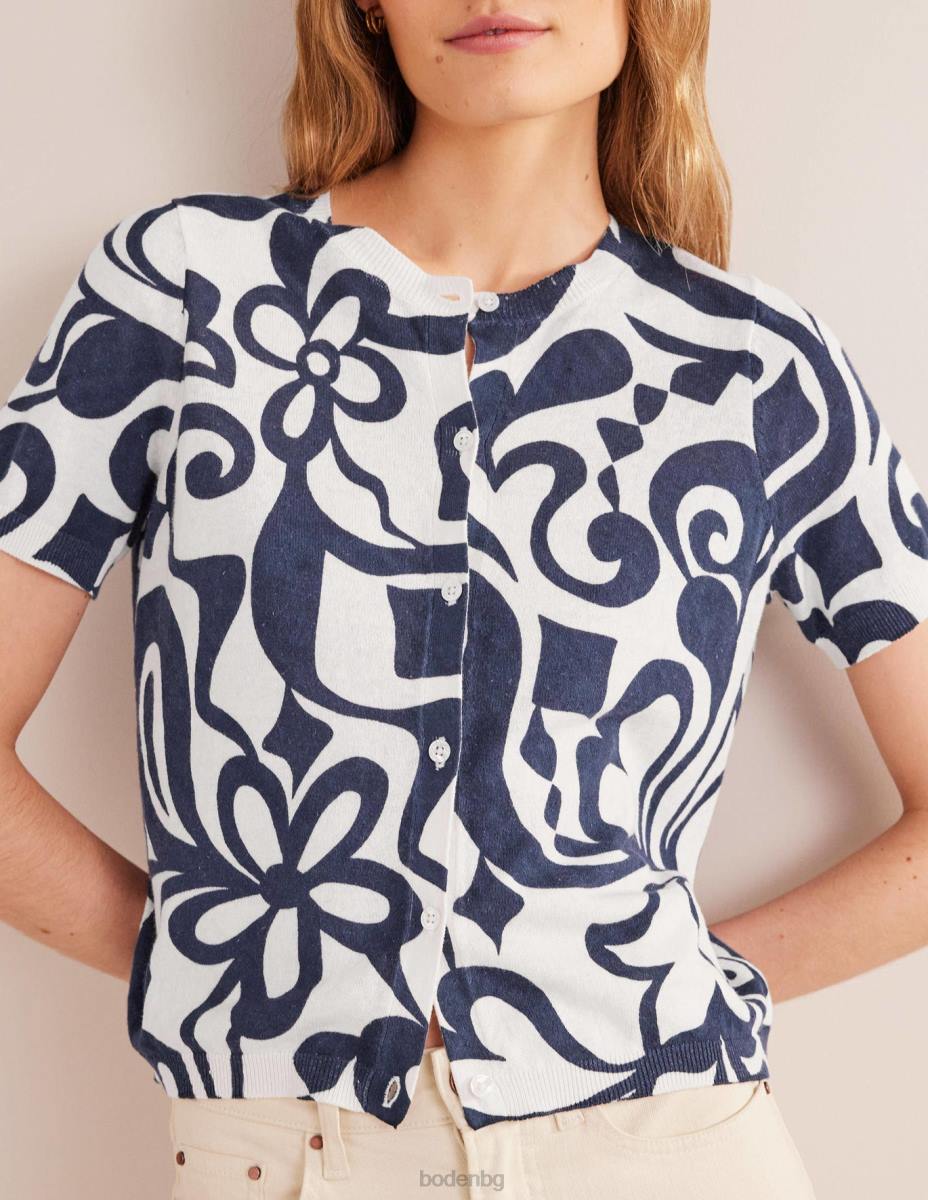 облекло Boden плажна жилетка с щампа мастило и цвят от слонова кост, лазурно Жени LL681284