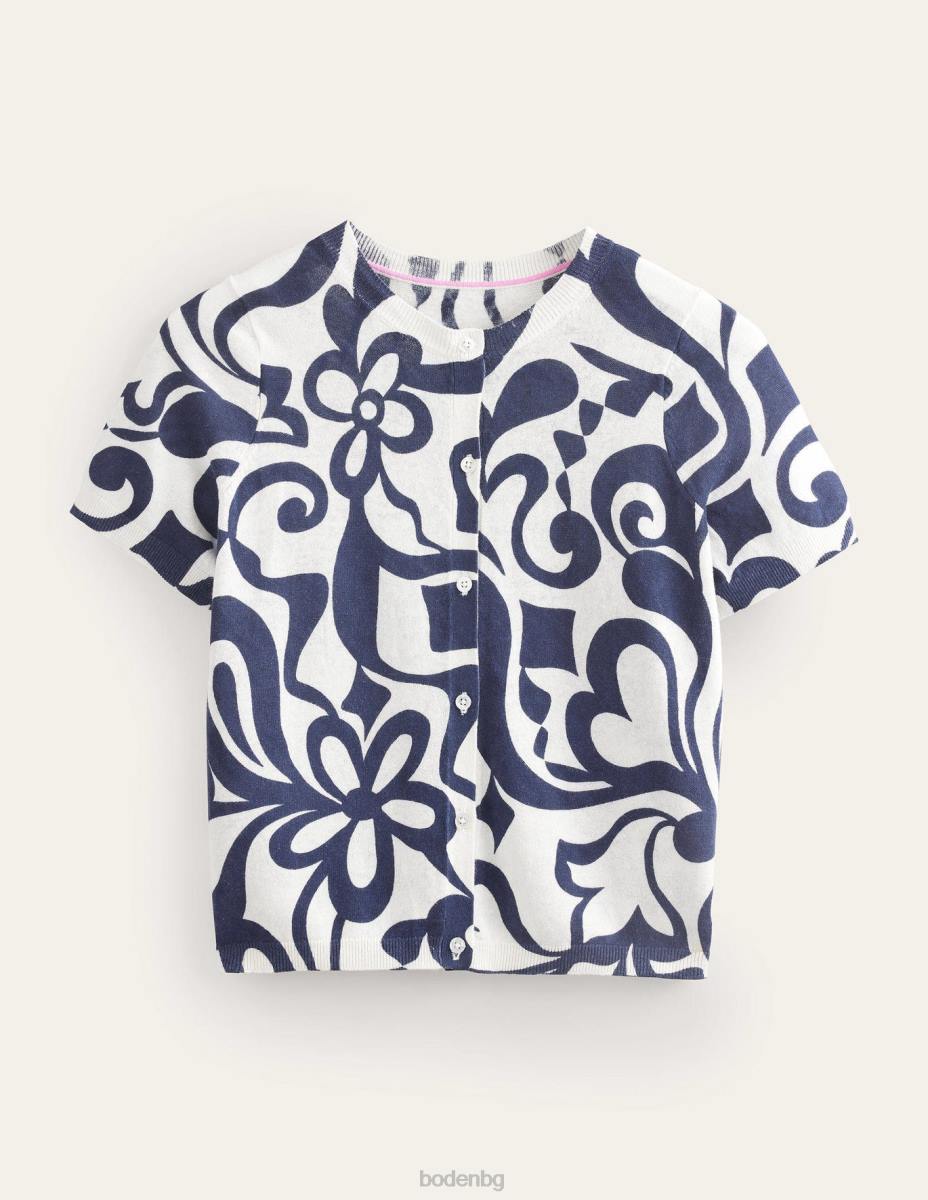 облекло Boden плажна жилетка с щампа мастило и цвят от слонова кост, лазурно Жени LL681284