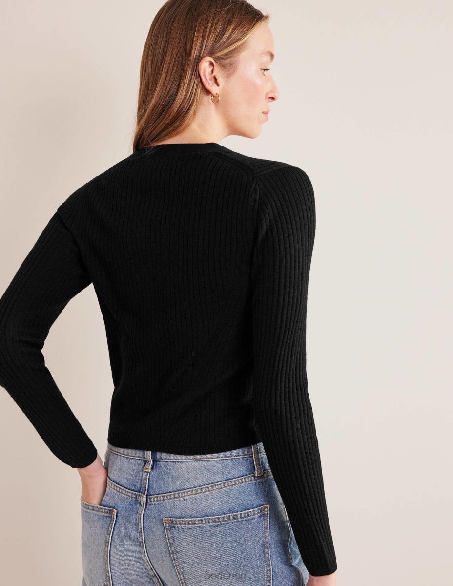 облекло Boden оребрена мериносова жилетка черен Жени LL681291