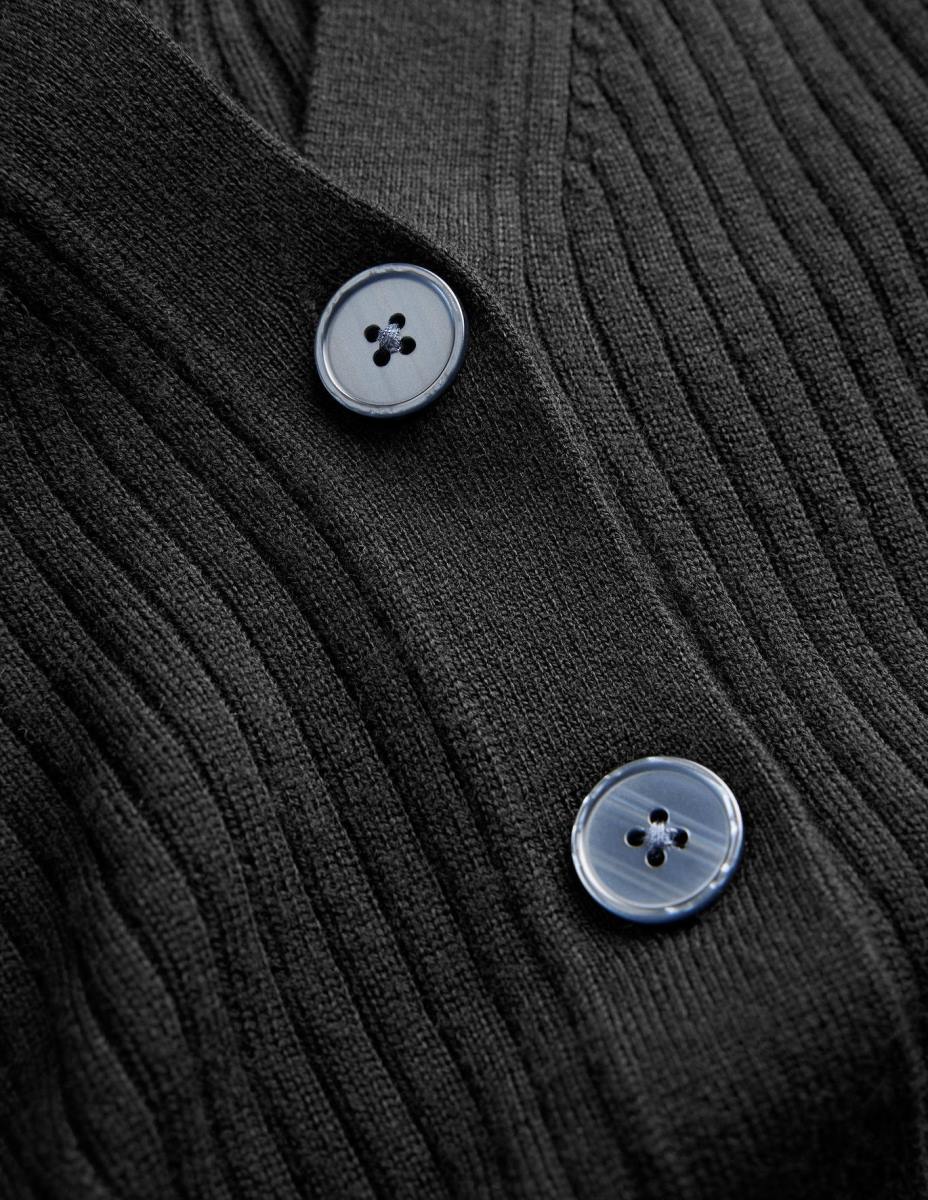 облекло Boden оребрена мериносова жилетка черен Жени LL681291