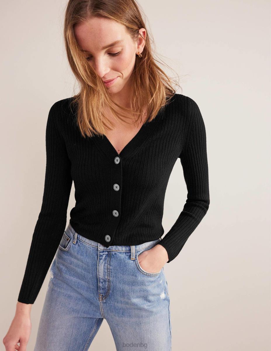 облекло Boden оребрена мериносова жилетка черен Жени LL681291