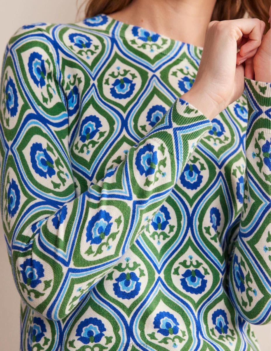 облекло Boden щампован пуловер с висока яка хълмове и геокаскада Жени LL681314