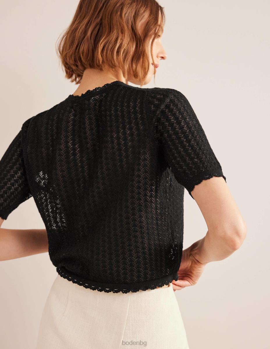 облекло Boden изрязана жилетка с къс ръкав черен Жени LL681340