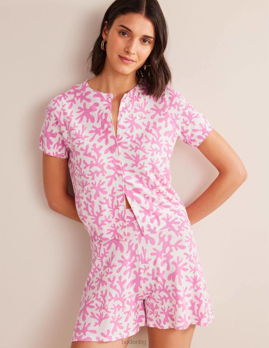 облекло Boden плажна жилетка с щампа сливов цвят и абстрактна зеленина Жени LL681505