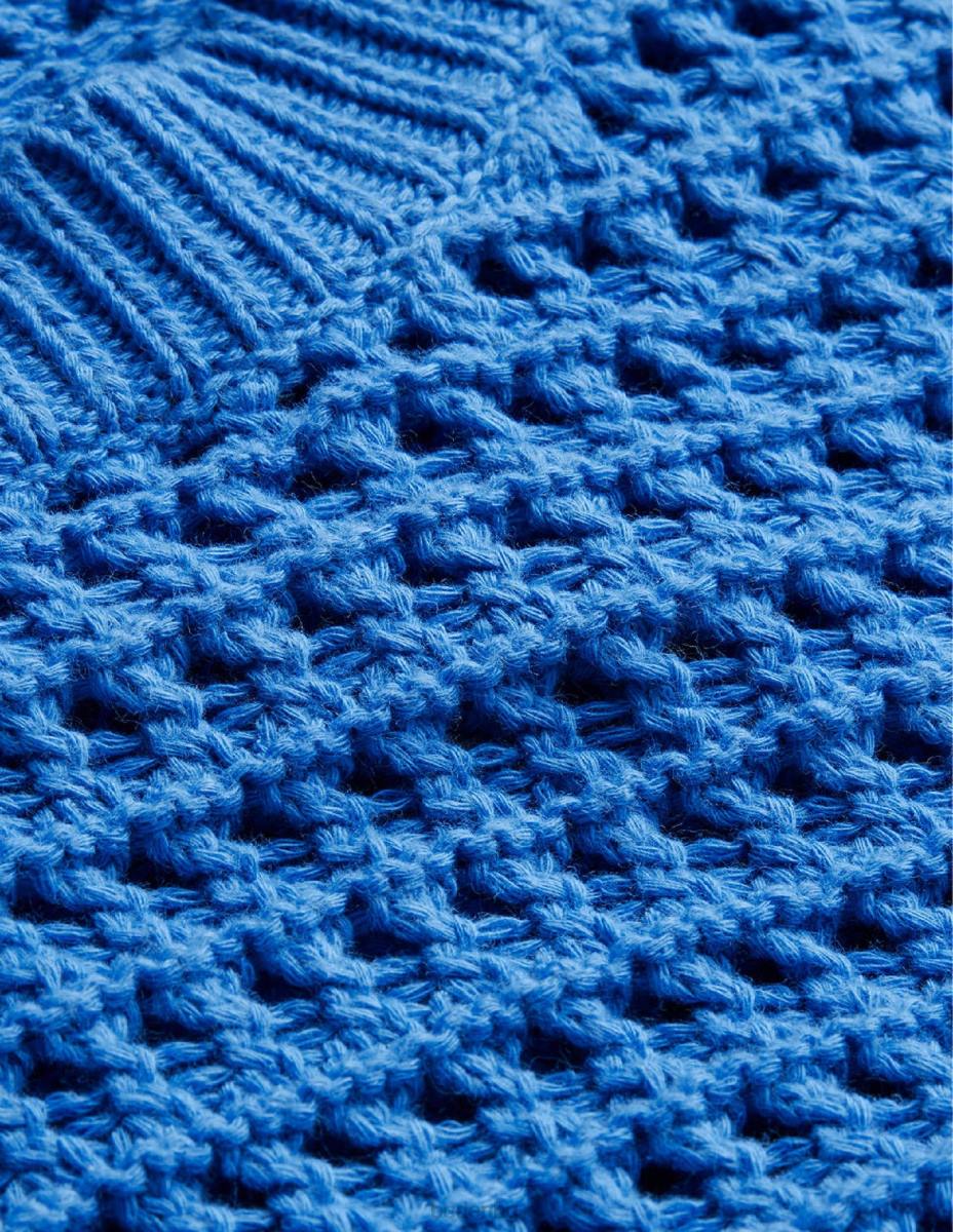 облекло Boden изрязан джъмпер с плетене на една кука небулус синьо Жени LL681515