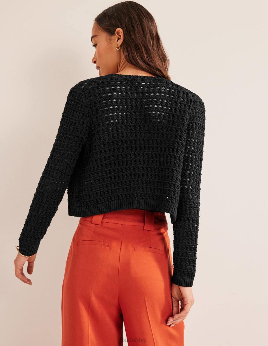 облекло Boden съкратена жилетка за плетене на една кука черен Жени LL681523