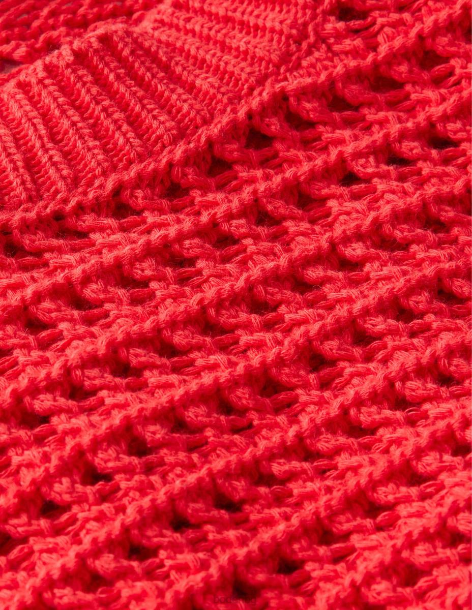 облекло Boden изрязан джъмпер с плетене на една кука висок риск червено Жени LL681589