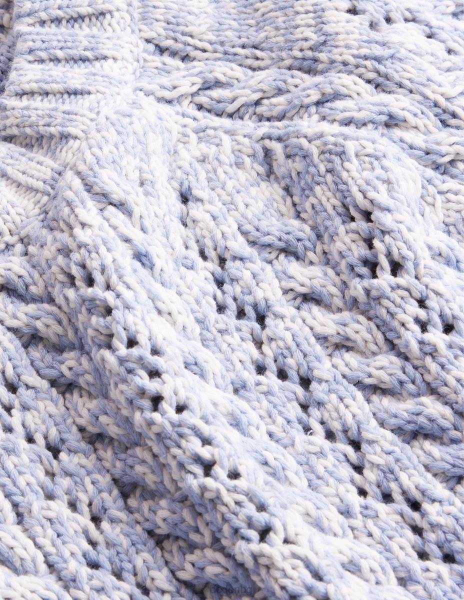 облекло Boden мраморен кабелен джъмпер синя виелица и мергел от слонова кост Жени LL681666