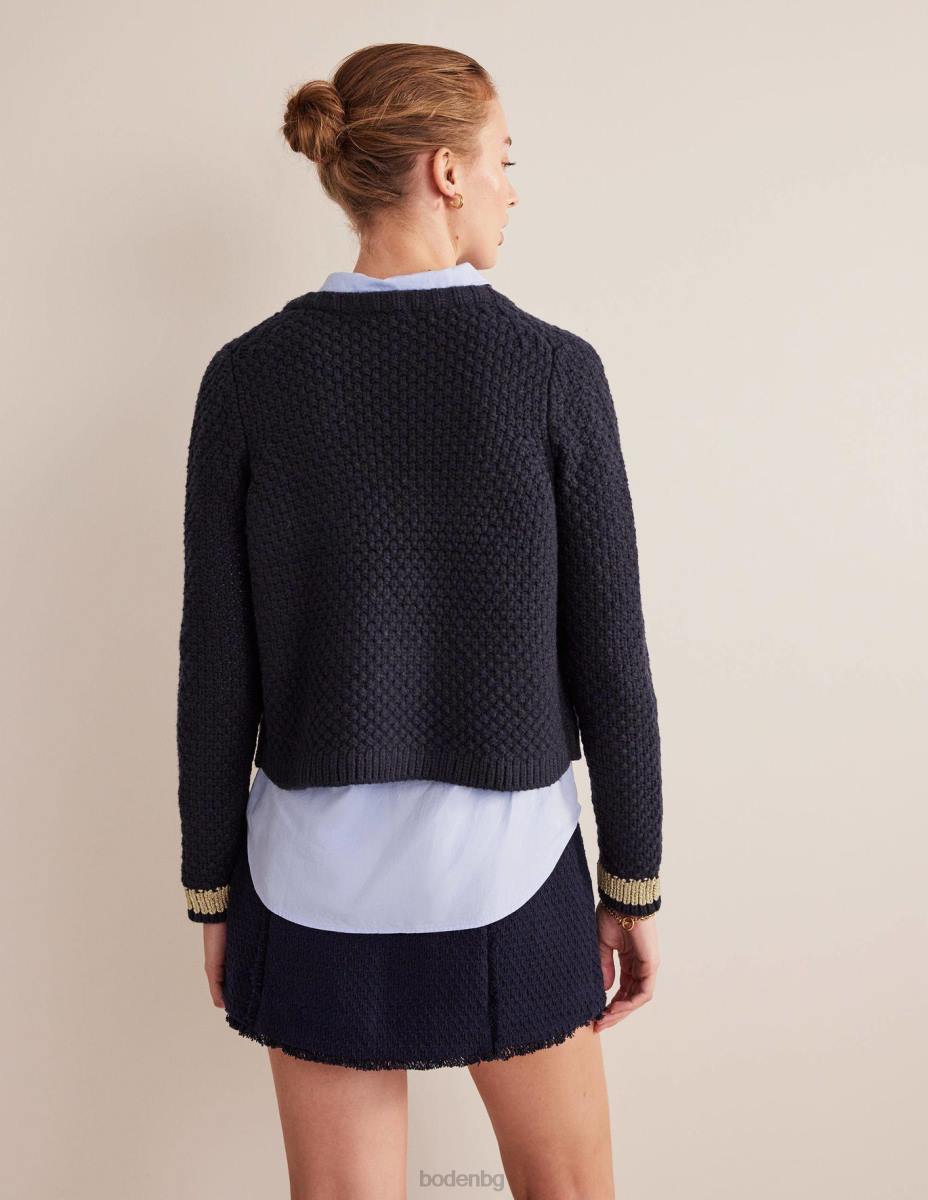 облекло Boden текстурирана масивна вълнена жилетка флот и злато Жени LL681679