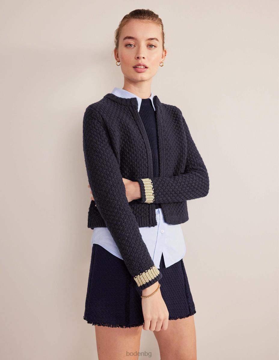 облекло Boden текстурирана масивна вълнена жилетка флот и злато Жени LL681679