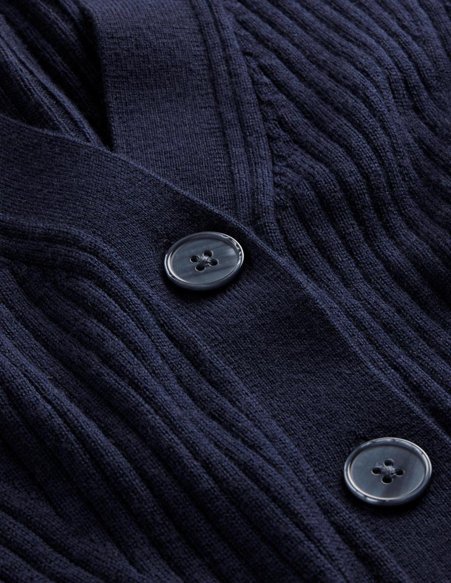 облекло Boden мериносова изрязана рипсена жилетка военноморски флот Жени LL681719