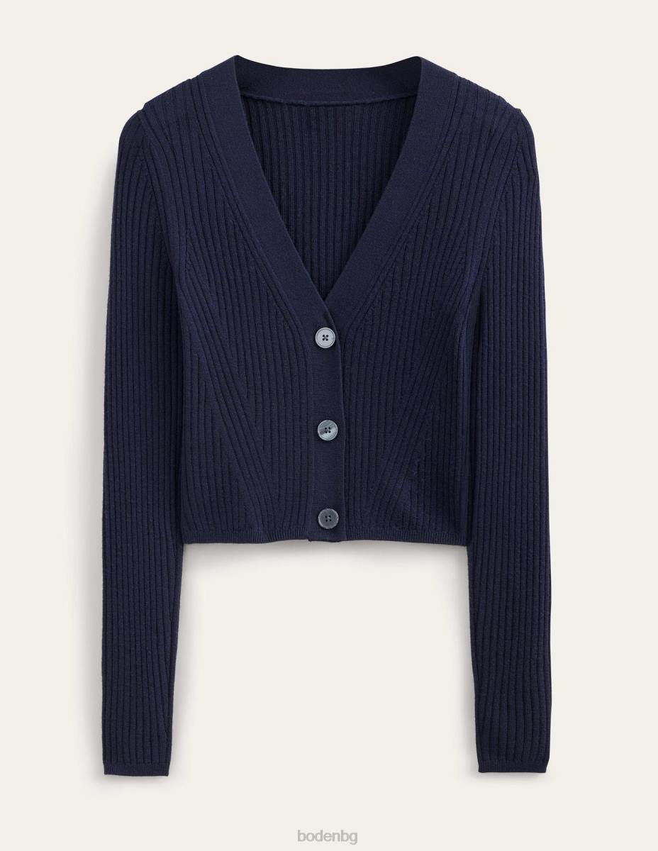 облекло Boden мериносова изрязана рипсена жилетка военноморски флот Жени LL681719