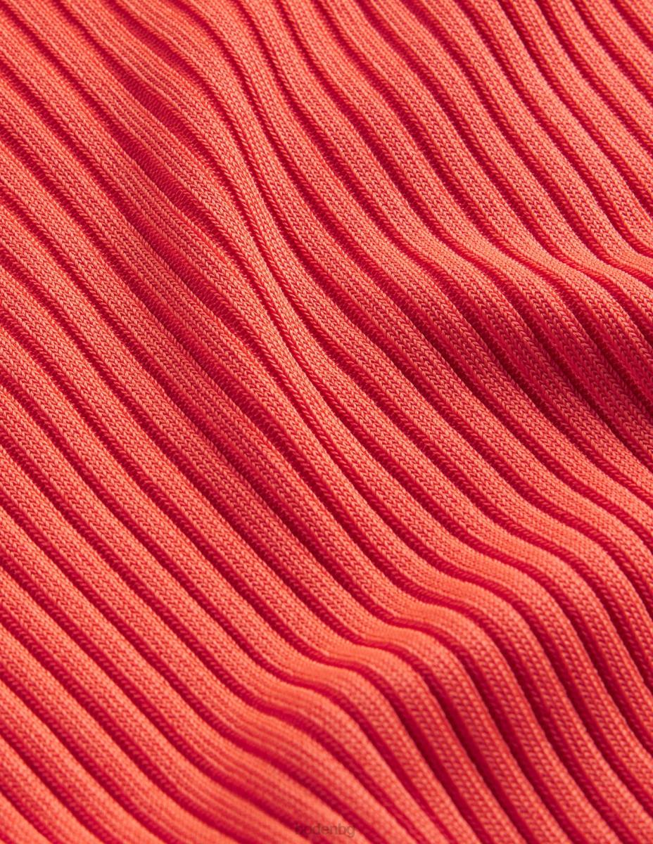 облекло Boden оребрен пуловер с наклонено деколте вермилион червено Жени LL681723